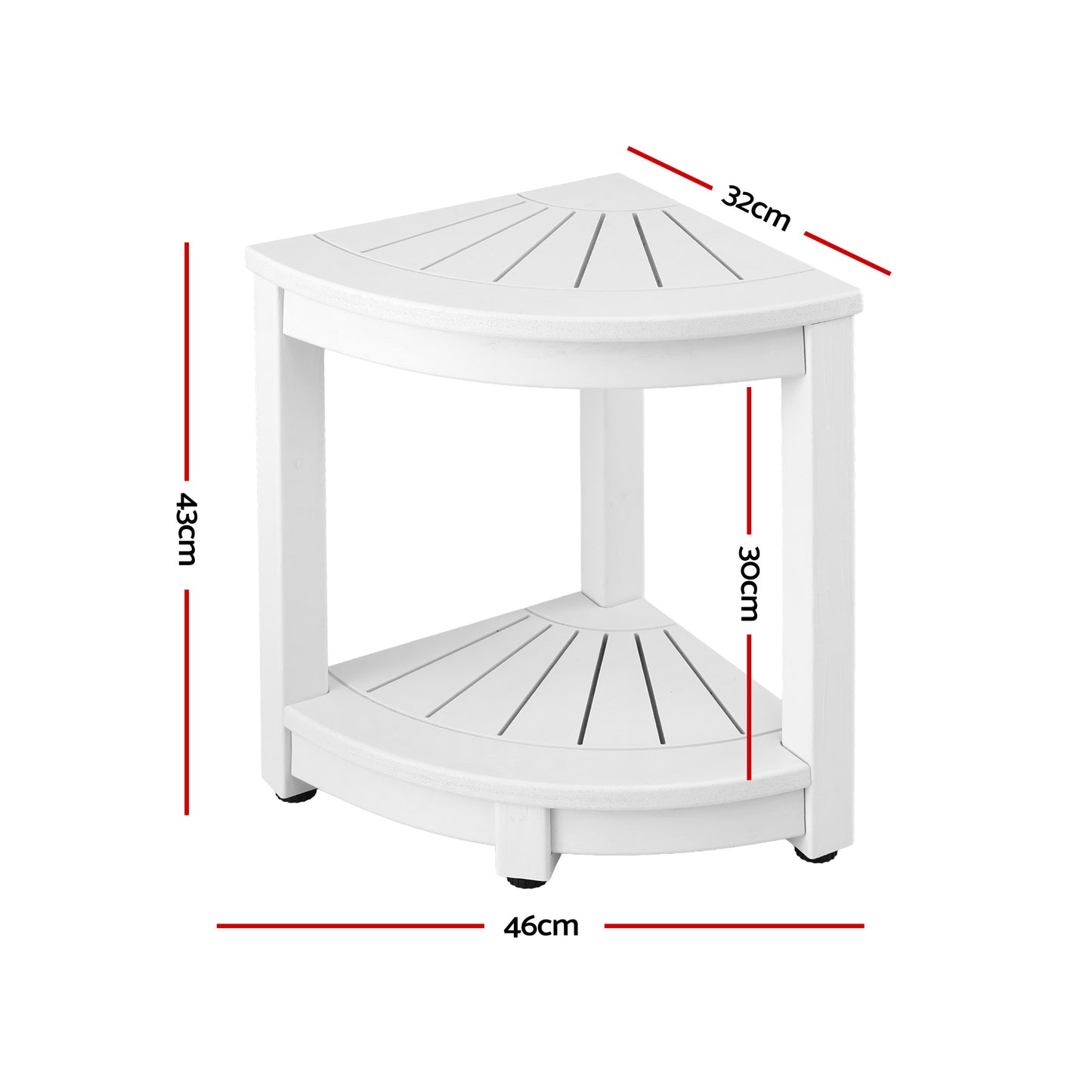 Gardeon Outdoor Coffee Side Table HDPE Desk Corner Shower Stool Bench Seat with Storage Shelf White FF-BEACH-DESK-HECOR-WH