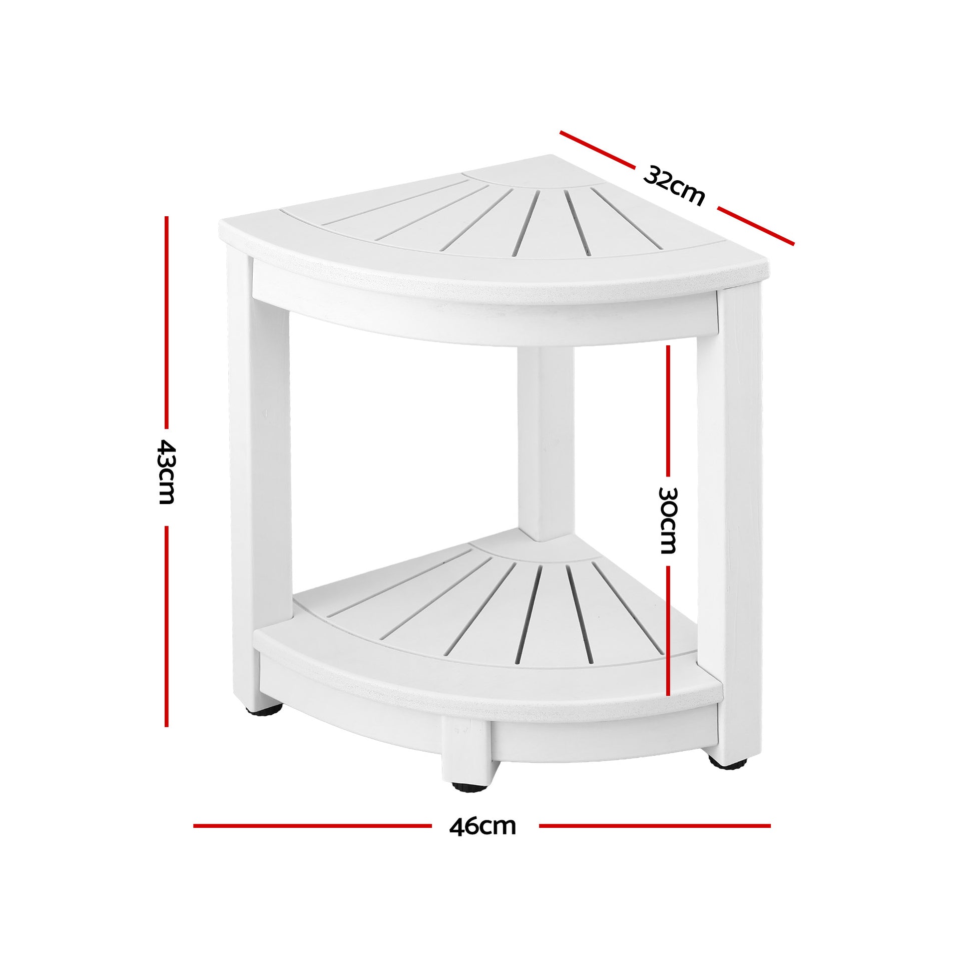 Gardeon Outdoor Coffee Side Table HDPE Desk Corner Shower Stool Bench Seat with Storage Shelf White FF-BEACH-DESK-HECOR-WH