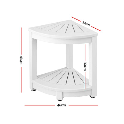 Gardeon Outdoor Coffee Side Table HDPE Desk Corner Shower Stool Bench Seat with Storage Shelf White FF-BEACH-DESK-HECOR-WH