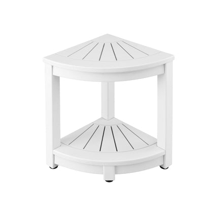 Gardeon Outdoor Coffee Side Table HDPE Desk Corner Shower Stool Bench Seat with Storage Shelf White FF-BEACH-DESK-HECOR-WH