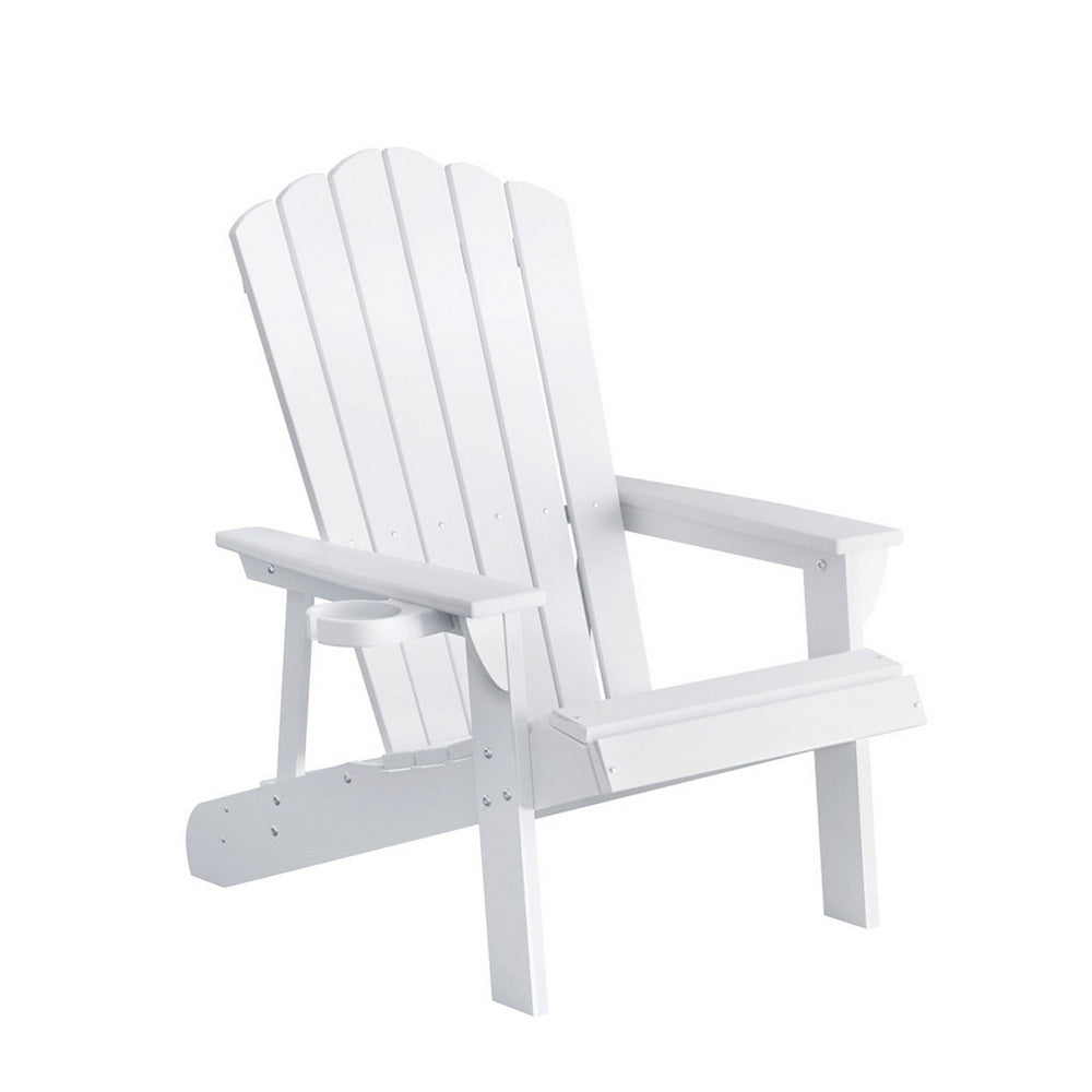 Gardeon Outdoor Chairs HDPE Adirondack Beach Chair Sun Lounge Patio Furniture Garden white FF-BEACH-HE-WH