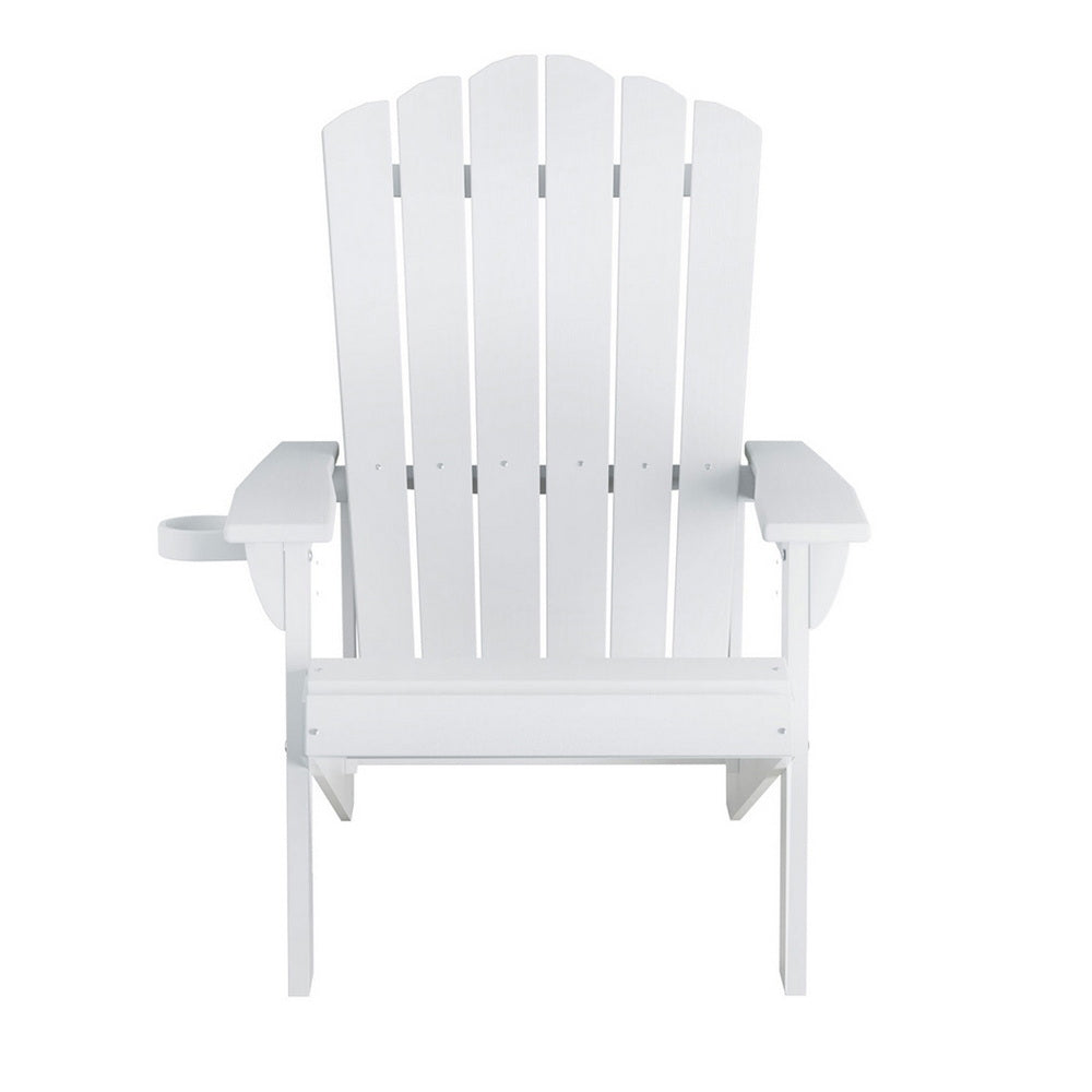 Gardeon Outdoor Chairs HDPE Adirondack Beach Chair Sun Lounge Patio Furniture Garden white FF-BEACH-HE-WH
