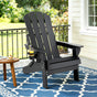 Gardeon Outdoor Chairs Folding Adirondack Beach Chair HDPE Sun Lounge Patio Furniture Garden Black FF-BEACH-HEFD-BK