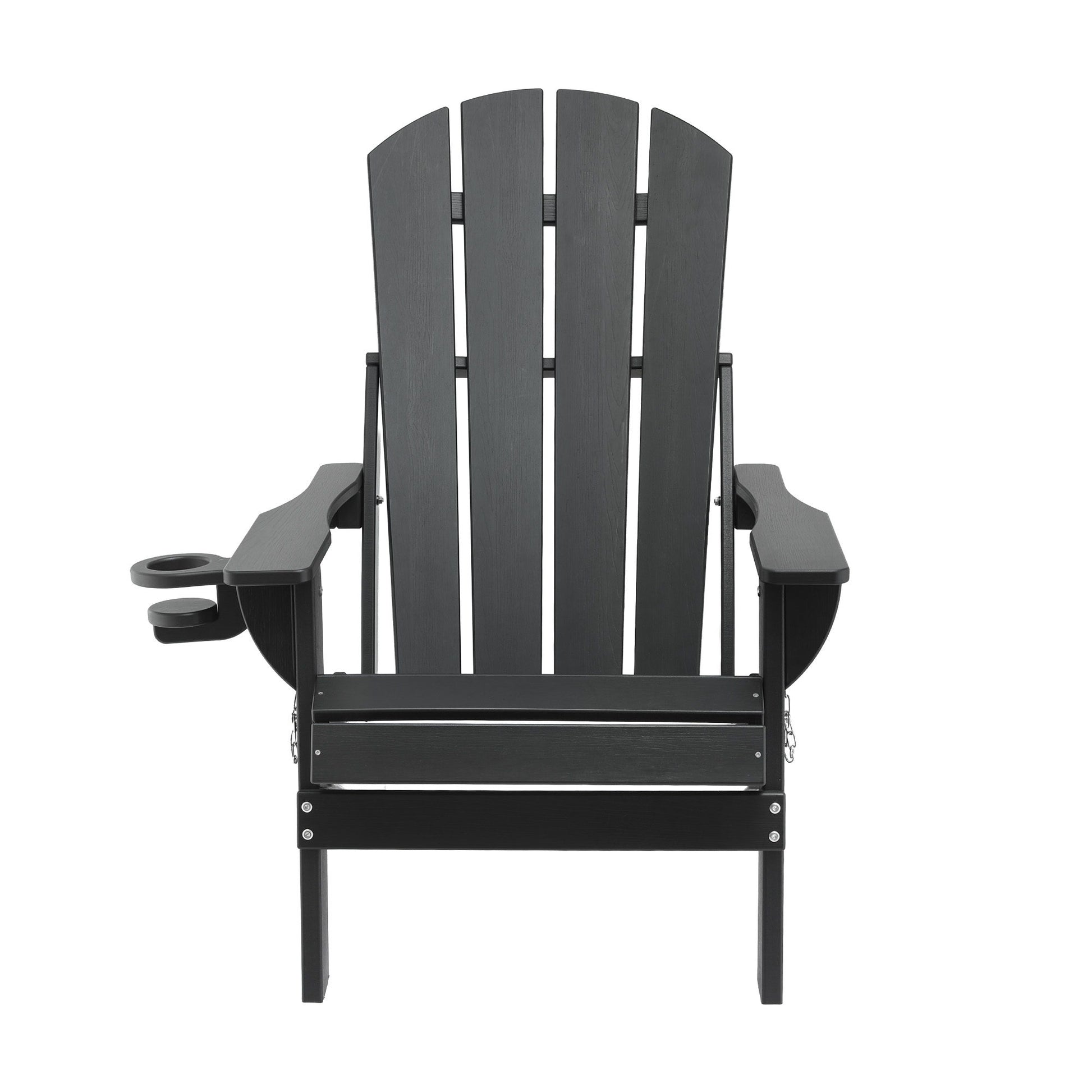 Gardeon Outdoor Chairs Folding Adirondack Beach Chair HDPE Sun Lounge Patio Furniture Garden Black FF-BEACH-HEFD-BK