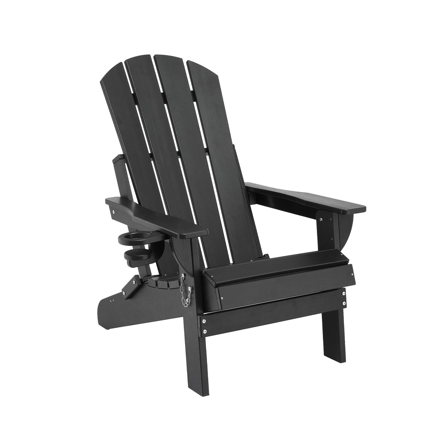 Gardeon Outdoor Chairs Folding Adirondack Beach Chair HDPE Sun Lounge Patio Furniture Garden Black FF-BEACH-HEFD-BK