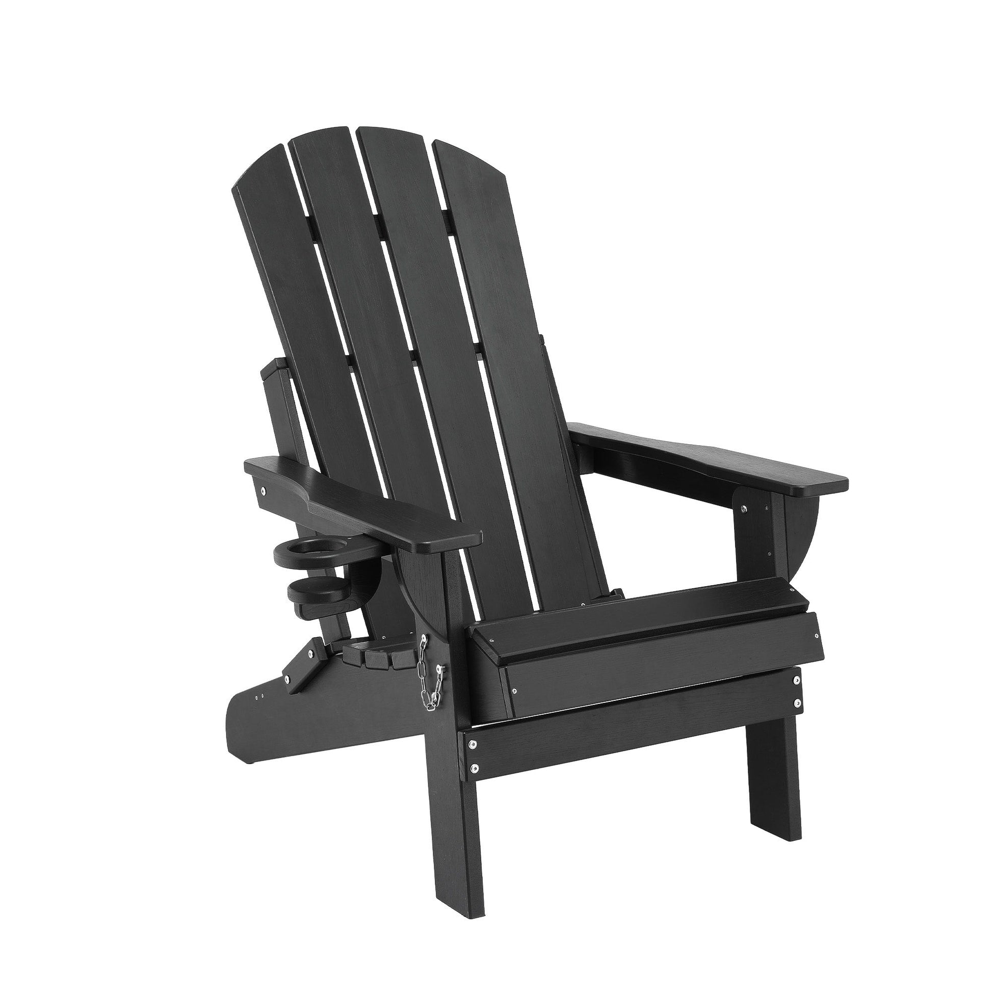 Gardeon Outdoor Chairs Folding Adirondack Beach Chair HDPE Sun Lounge Patio Furniture Garden Black FF-BEACH-HEFD-BK