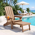 Gardeon Folding Sun Lounger Adirondack Chair Outdoor Lounge Setting HDPE Recliner Footrest Khaki