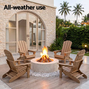 Gardeon Folding Sun Lounger Adirondack Chair Outdoor Lounge Setting HDPE Recliner Footrest Khaki