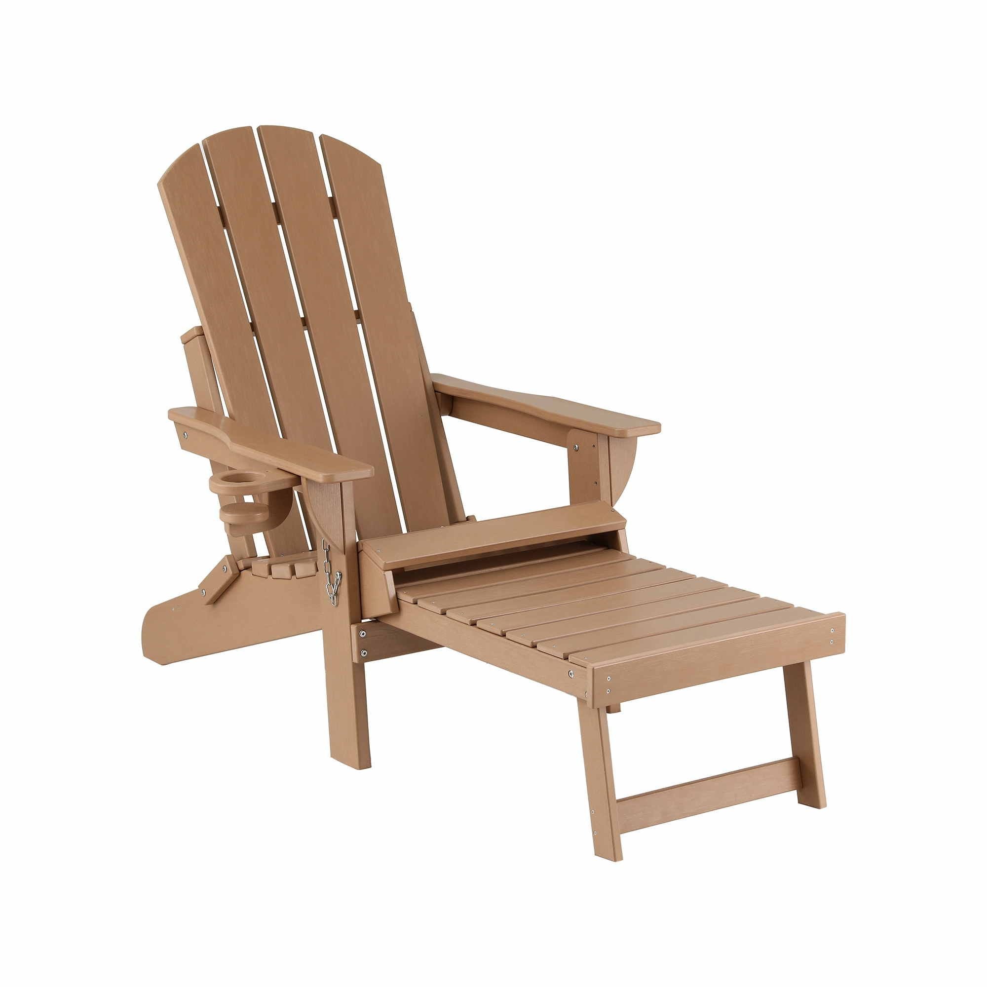 Gardeon Folding Sun Lounger Adirondack Chair Outdoor Lounge Setting HDPE Recliner Footrest Khaki
