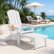 Gardeon Folding Sun Lounger Adirondack Chair Outdoor Lounge Setting HDPE Recliner Footrest White