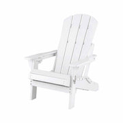 Gardeon Folding Sun Lounger Adirondack Chair Outdoor Lounge Setting HDPE Recliner Footrest White