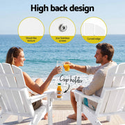 Gardeon Folding Sun Lounger Adirondack Chair Outdoor Lounge Setting HDPE Recliner Footrest White