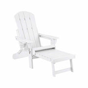 Gardeon Folding Sun Lounger Adirondack Chair Outdoor Lounge Setting HDPE Recliner Footrest White