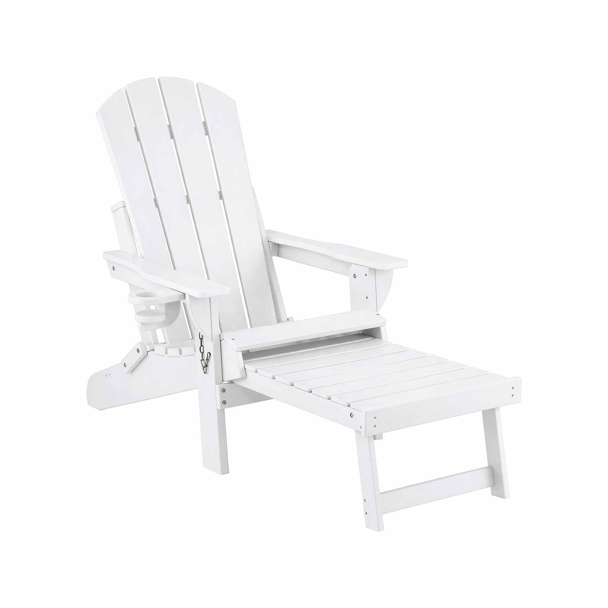 Gardeon Folding Sun Lounger Adirondack Chair Outdoor Lounge Setting HDPE Recliner Footrest White