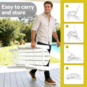 Gardeon Outdoor Chairs Folding Adirondack Beach Chair HDPE Sun Lounge Patio Furniture Garden White