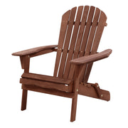 Gardeon Adirondack Outdoor Chairs Wooden Foldable Beach Chair Patio Furniture Brown FF-BEACH-NTLCHAIR-BR