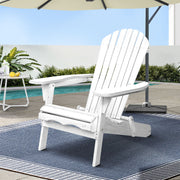 Gardeon Adirondack Outdoor Chairs Wooden Foldable Beach Chair Patio Furniture White FF-BEACH-NTLCHAIR-WH