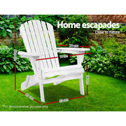 Gardeon Adirondack Outdoor Chairs Wooden Foldable Beach Chair Patio Furniture White FF-BEACH-NTLCHAIR-WH