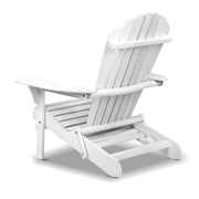 Gardeon Adirondack Outdoor Chairs Wooden Foldable Beach Chair Patio Furniture White FF-BEACH-NTLCHAIR-WH