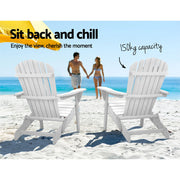 Gardeon Adirondack Outdoor Chairs Wooden Foldable Beach Chair Patio Furniture White FF-BEACH-NTLCHAIR-WH