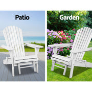 Gardeon Sun Lounge Outdoor Chairs Wooden Foldable Patio Furniture Adirondack White FF-BEACH-NTLCHOTTO-WH