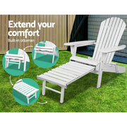 Gardeon Sun Lounge Outdoor Chairs Wooden Foldable Patio Furniture Adirondack White FF-BEACH-NTLCHOTTO-WH