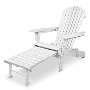 Gardeon Sun Lounge Outdoor Chairs Wooden Foldable Patio Furniture Adirondack White FF-BEACH-NTLCHOTTO-WH