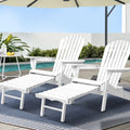 Gardeon 2PC Adirondack Outdoor Chairs Wood Foldable Sun Lounge Patio Furniture FF-BEACH-NTLCHOTTO-WH-2X
