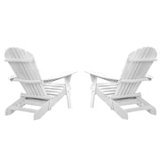 Gardeon 2PC Adirondack Outdoor Chairs Wood Foldable Sun Lounge Patio Furniture FF-BEACH-NTLCHOTTO-WH-2X