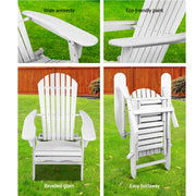 Gardeon 2PC Adirondack Outdoor Chairs Wood Foldable Sun Lounge Patio Furniture FF-BEACH-NTLCHOTTO-WH-2X