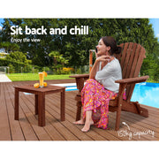 Gardeon Adirondack Outdoor Chairs Wooden Foldable Beach Chair Patio Furniture Brown FF-BEACH-NTLCHTB-BR