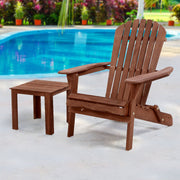 Gardeon Adirondack Outdoor Chairs Wooden Foldable Beach Chair Patio Furniture Brown FF-BEACH-NTLCHTB-BR