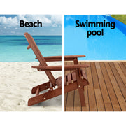 Gardeon Adirondack Outdoor Chairs Wooden Foldable Beach Chair Patio Furniture Brown FF-BEACH-NTLCHTB-BR