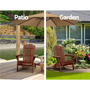 Gardeon Adirondack Outdoor Chairs Wooden Foldable Beach Chair Patio Furniture Brown FF-BEACH-NTLCHTB-BR