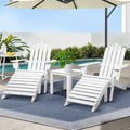 Gardeon 5PC Adirondack Outdoor Table and Chairs Wooden Sun Lounge Patio Furniture White FF-BEACH-UF-5SET-AB