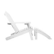 Gardeon 5PC Adirondack Outdoor Table and Chairs Wooden Sun Lounge Patio Furniture White FF-BEACH-UF-5SET-AB