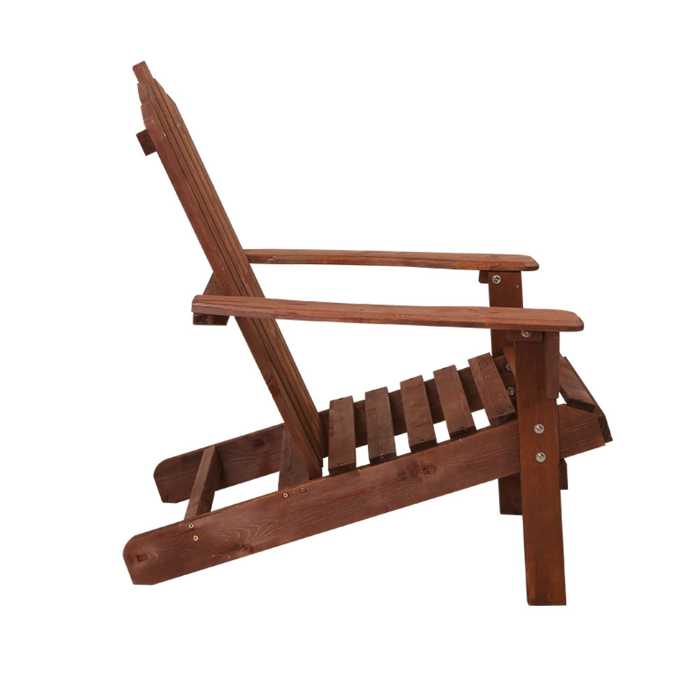 Gardeon Adirondack Outdoor Chairs Wooden Beach Chair Patio Furniture Garden Brown FF-BEACH-UF-CH-BR