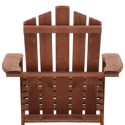 Gardeon 3PC Adirondack Outdoor Table and Chairs Wooden Beach Chair Brown