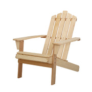 Gardeon Adirondack Outdoor Chairs Wooden Beach Chair Patio Furniture Garden Natural FF-BEACH-UF-CH-NW