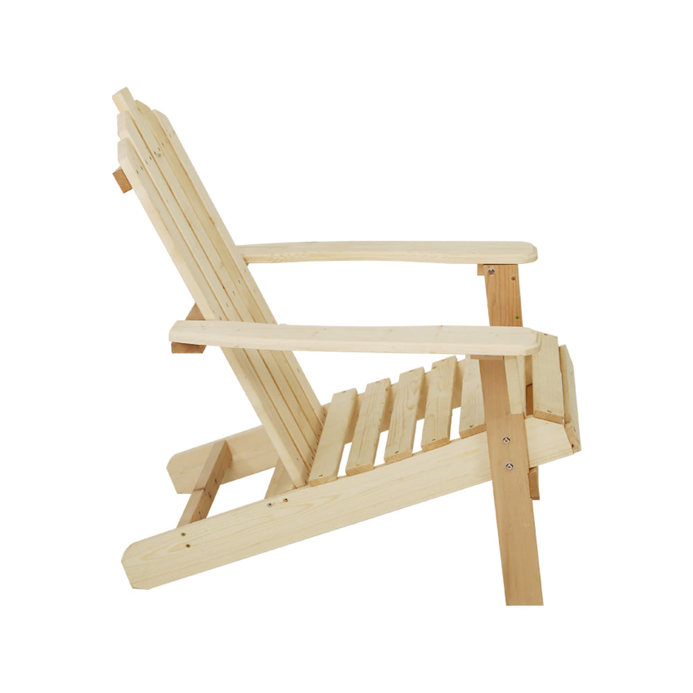 Gardeon Adirondack Outdoor Chairs Wooden Beach Chair Patio Furniture Garden Natural FF-BEACH-UF-CH-NW