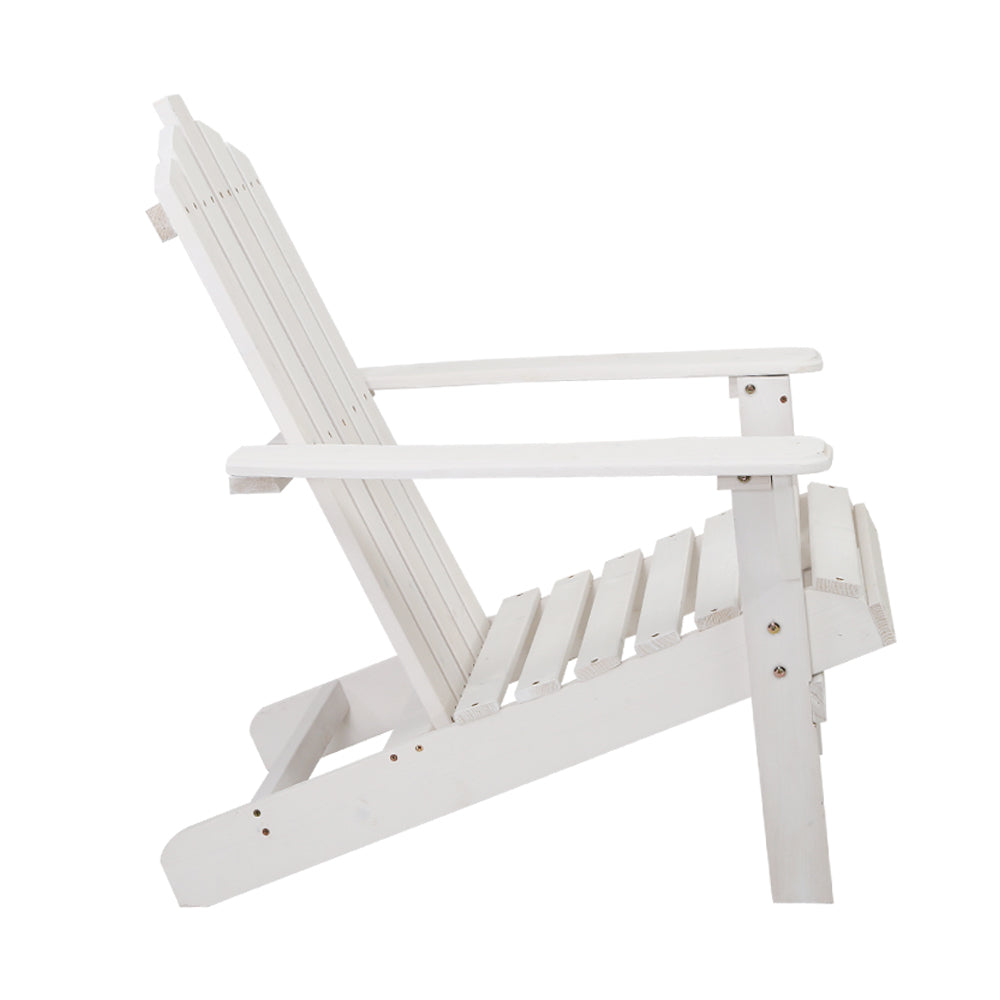 Gardeon Adirondack Outdoor Chairs Wooden Beach Chair Patio Furniture Garden White FF-BEACH-UF-CH-WH