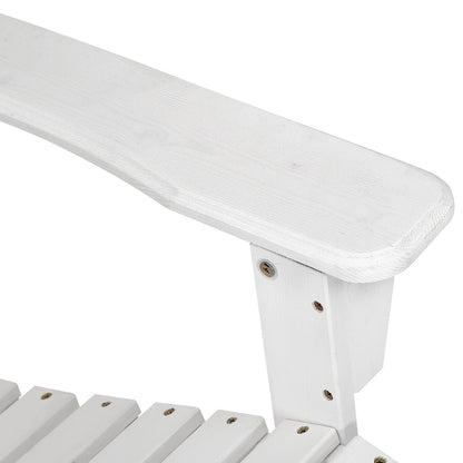 Gardeon 2PC Adirondack Outdoor Table and Chair Wooden Beach Chair Patio Furniture White FF-BEACH-UF-CHTB-WH