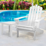 Gardeon 2PC Adirondack Outdoor Table and Chair Wooden Beach Chair Patio Furniture White FF-BEACH-UF-CHTB-WH