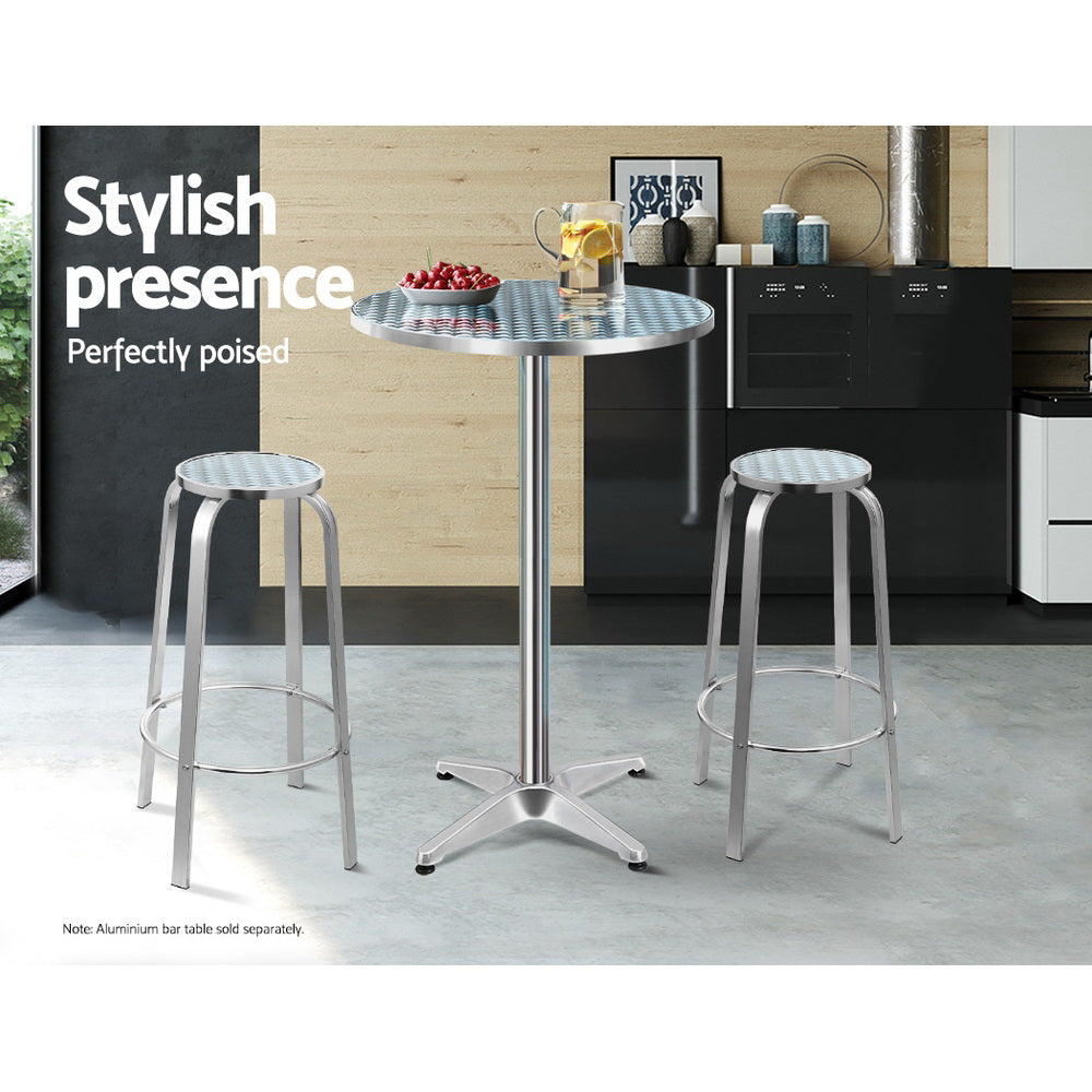 Gardeon 2x Outdoor Bar Stools Aluminum FF-CHAIR-AL82-X2