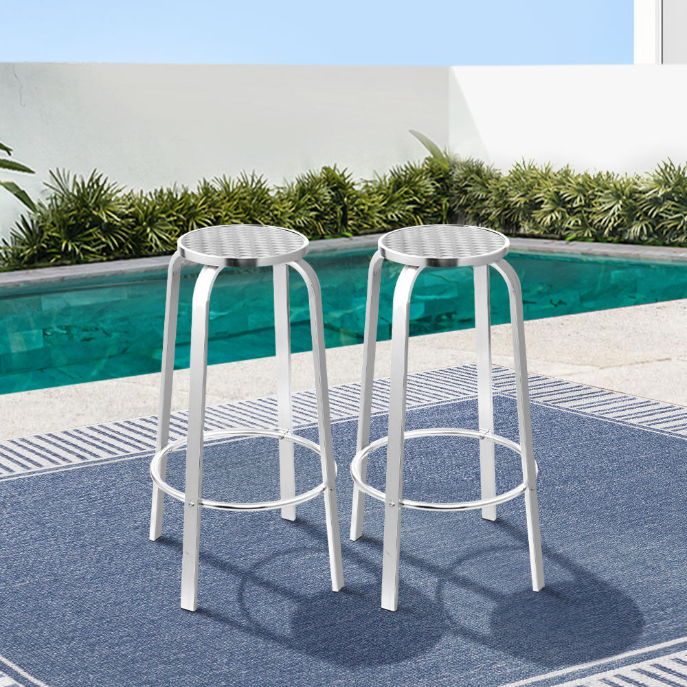 Gardeon 2x Outdoor Bar Stools Aluminum FF-CHAIR-AL82-X2