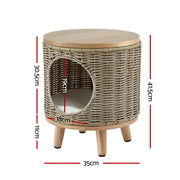 Gardeon Coffee Side Table Wicker Steel Desk Pet Bed Storage Outdoor Furniture FF-COFFEE-TB-WD-BE