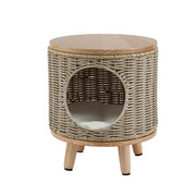 Gardeon Coffee Side Table Wicker Steel Desk Pet Bed Storage Outdoor Furniture FF-COFFEE-TB-WD-BE