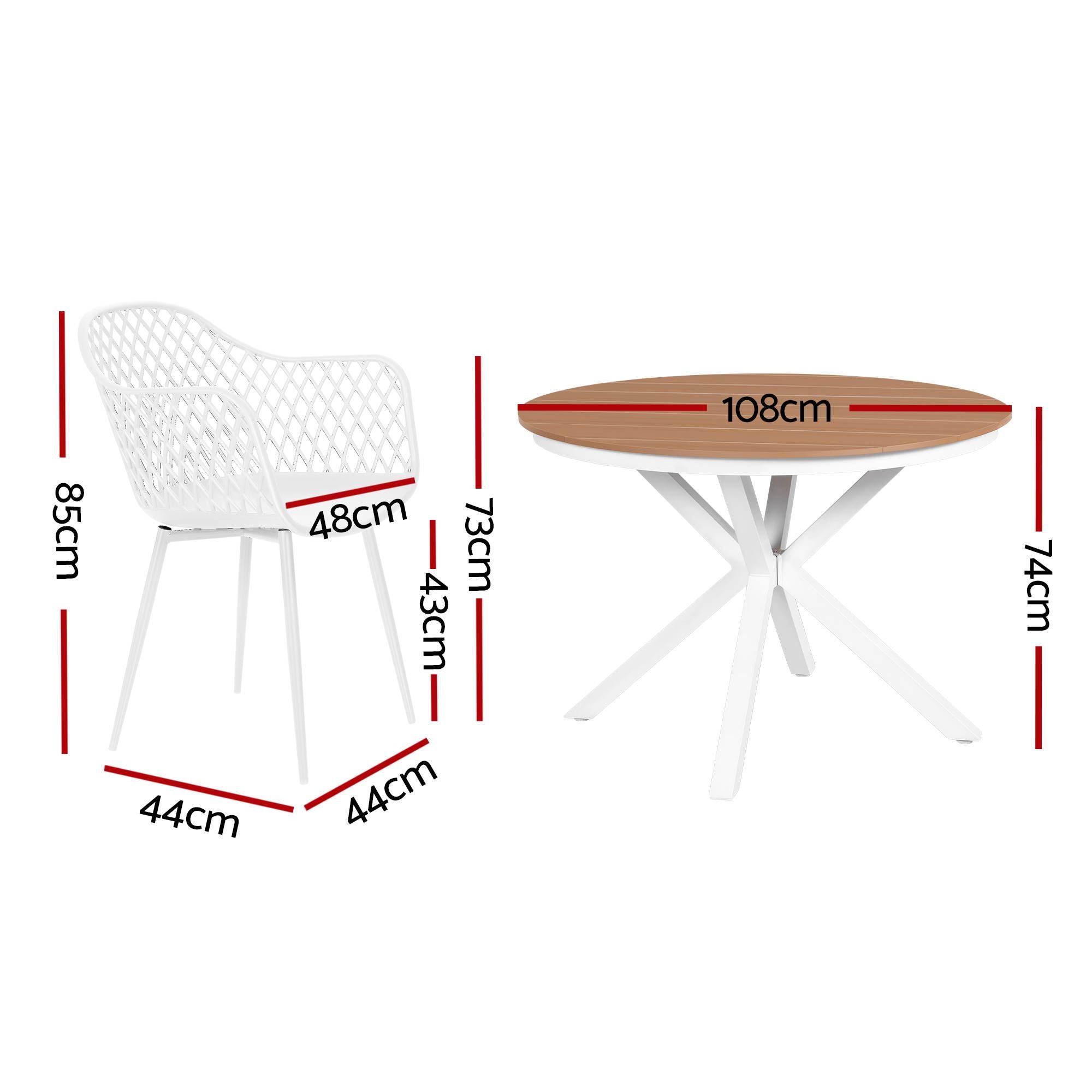 Gardeon 5PCS Outdoor Dining Set Table and Chairs Patio Garden Furniture Diamond FF-DIN-PP130-5SET-WH