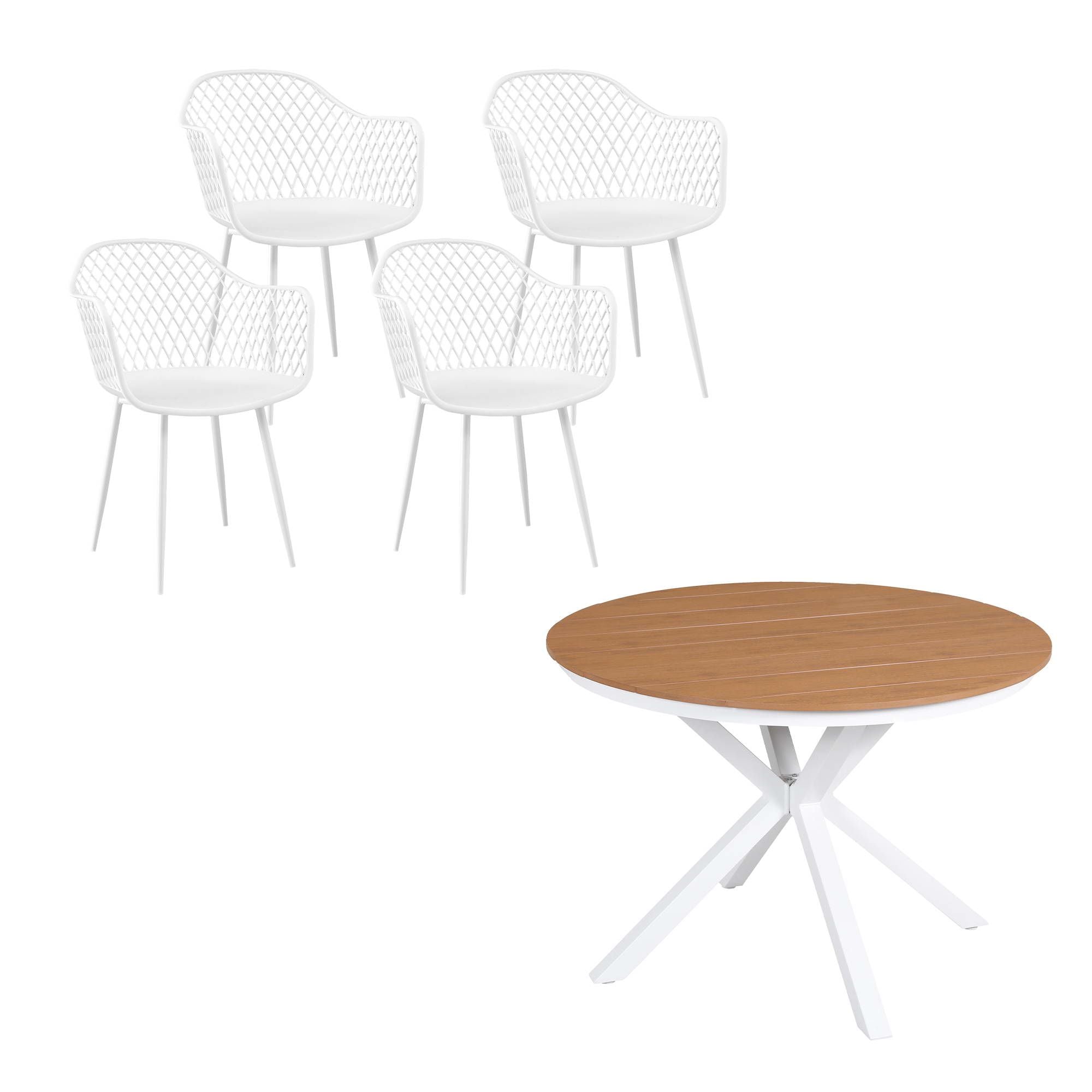 Gardeon 5PCS Outdoor Dining Set Table and Chairs Patio Garden Furniture Diamond FF-DIN-PP130-5SET-WH