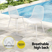 Gardeon 5PCS Outdoor Dining Set Table and Chairs Patio Garden Furniture Lattice FF-DIN-PP210-5SET-WH